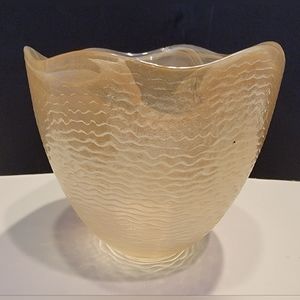 Gruppo Ti Italy Studio Art Hand Blown Peach &Cream Swirl Vase Ribbed Exterior
